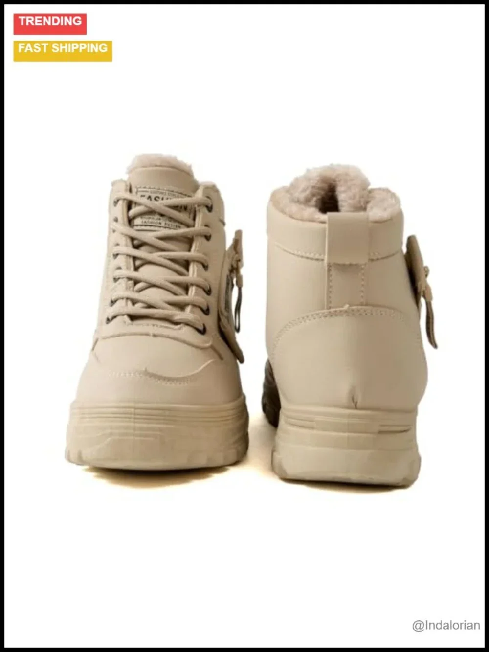 Women's Faux Leather Waterproof Snow Booties Non-Slip Fur Lined Winter